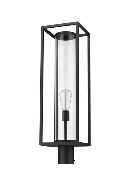 Outdoor Post Mount Fixture Z-Lite 584PHBR-BK Black Dunbroch 1 Light Outdoor Post Mount Fixture Z-Lite