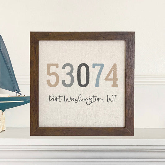 Zip Code w/ City and State - Custom Framed Sign